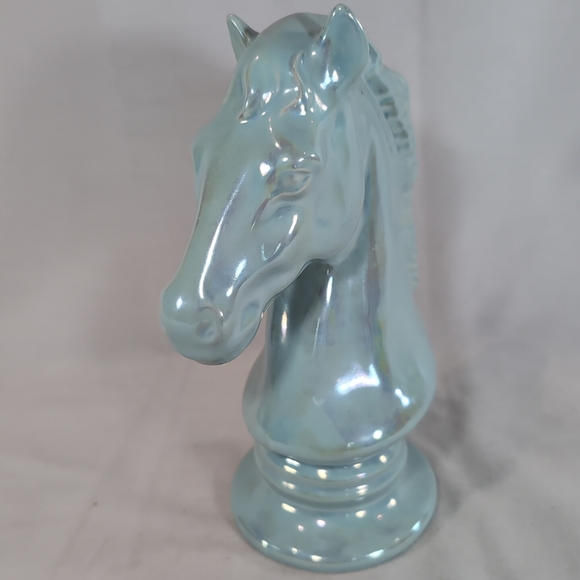 Iridescent Blue Horse Head Bust Sculpture Statue Art Home Decor Chess Bedroom - Picture 10 of 16